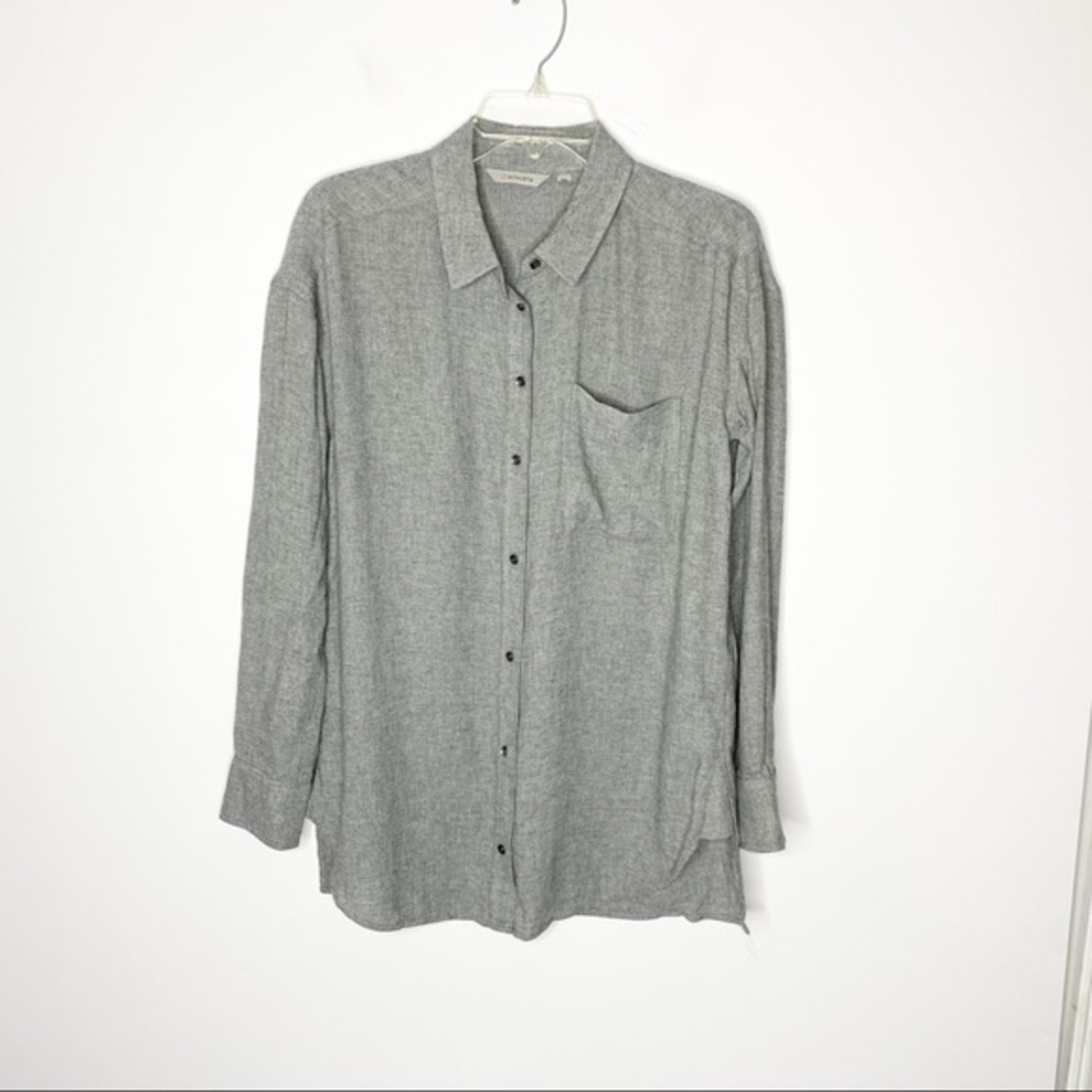 Athleta Viscose‎ and Wool Blend Gray Button Down Shirt Size XS